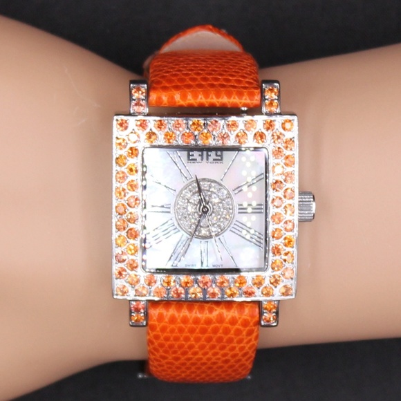 Orange Sapphire Diamond 3.53 Ct Luxury Watch Rolex Daytona 116588SACO Yellow Gold Orange Sapphire Bezel  main image 2